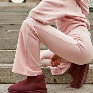 Free People Movement Take The Lead Velour Flare Pants Size Large Light Pink